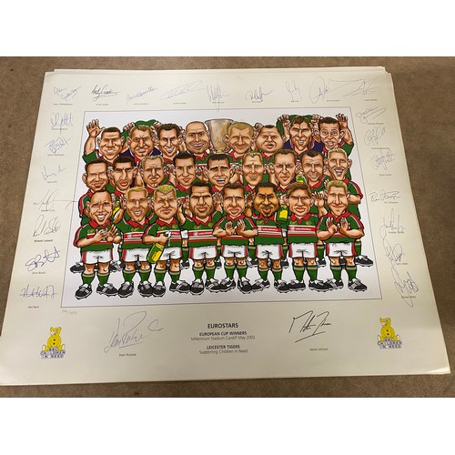 497 - Unframed Leicester Tigers supporting children in need original signed caricatures