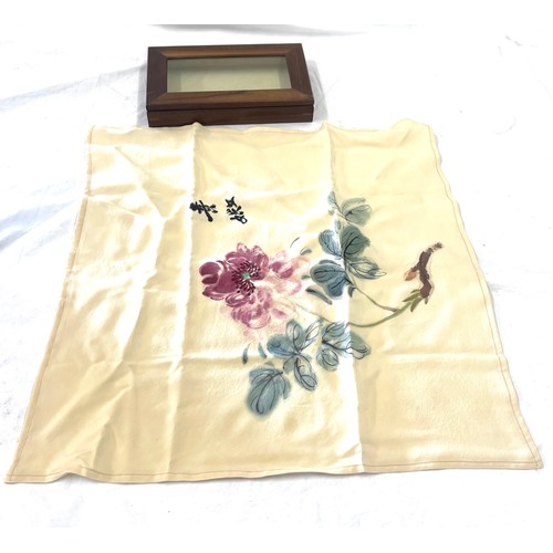 1 - Rose patterned silk handkerchief. A gift from Zhang Daqian to his lover kimiko yamada, drew in 1958,... 