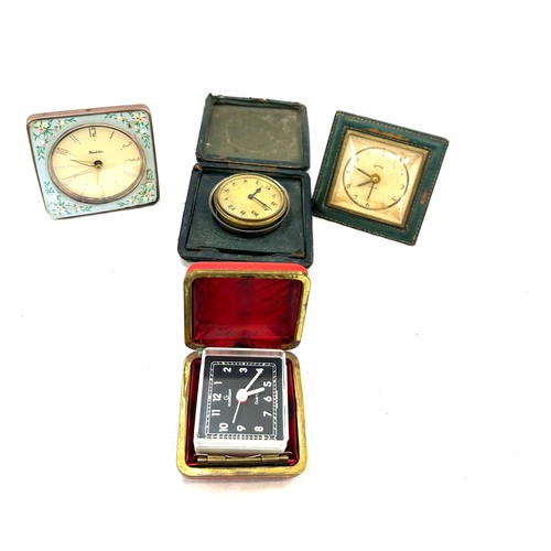 490 - Selection of vintage and later travel clocks