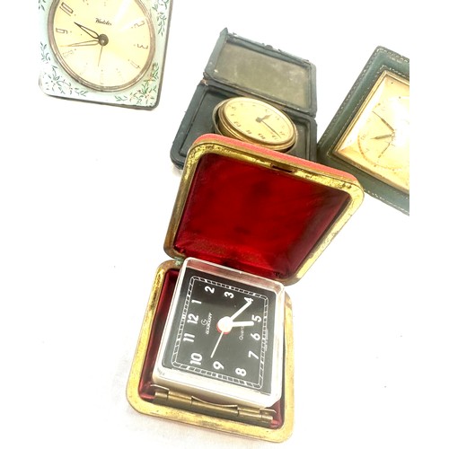 490 - Selection of vintage and later travel clocks