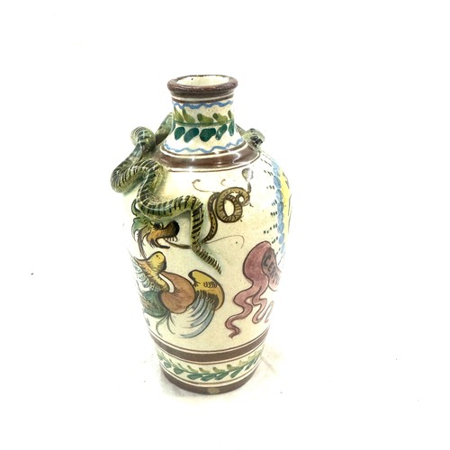 499 - Vintage majolica hand painted vase, marks to base, height 7 inches