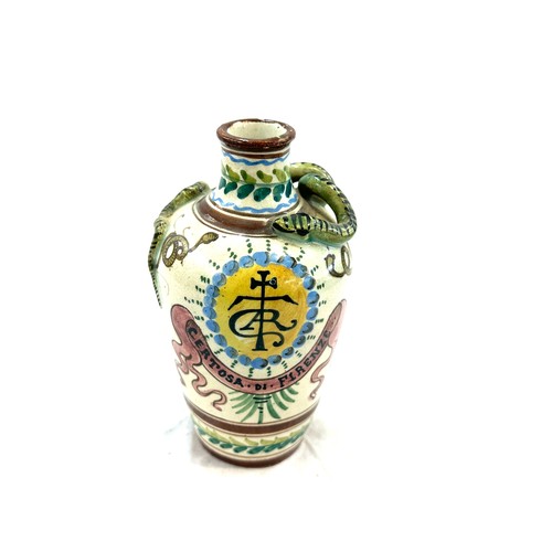 499 - Vintage majolica hand painted vase, marks to base, height 7 inches