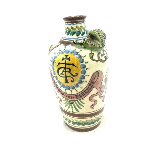 499 - Vintage majolica hand painted vase, marks to base, height 7 inches