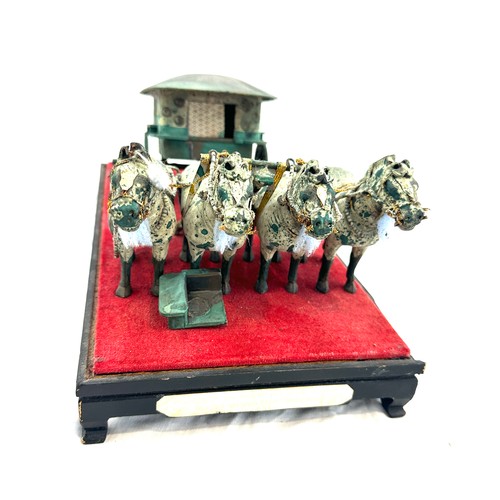 3 - Vintage chinese bronze horse and cart figure 12 inches wide 7 inches depth 6 inches tall