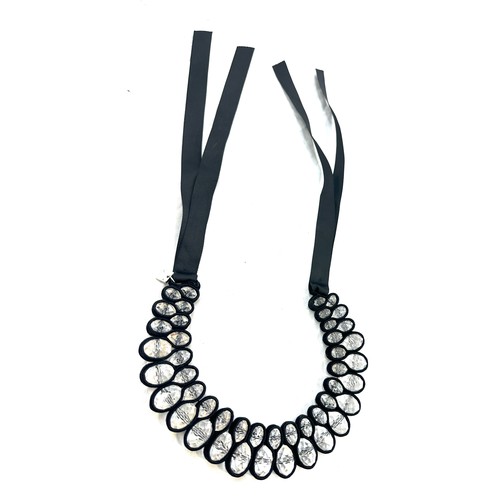 488 - otazu rhinestone and black ribbon necklace