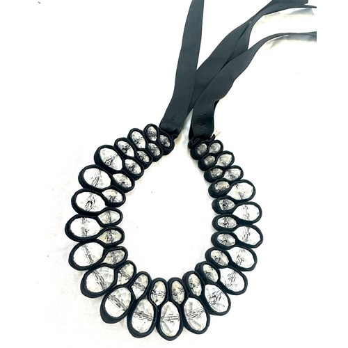 488 - otazu rhinestone and black ribbon necklace