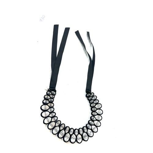 488 - otazu rhinestone and black ribbon necklace