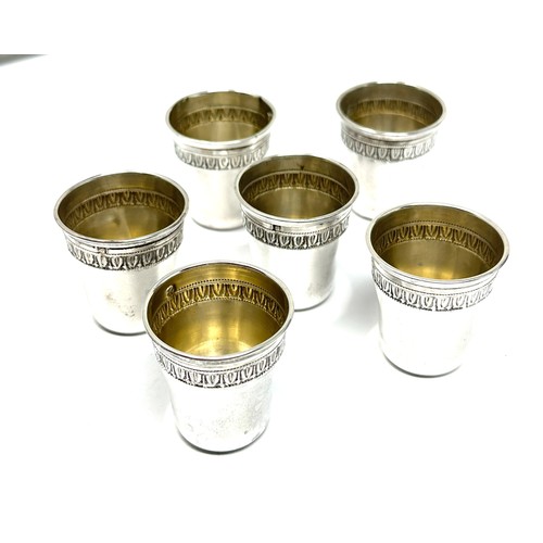 65 - 6 x .950 antique french silver cups / shot glasses