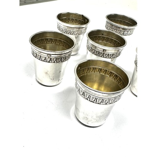 65 - 6 x .950 antique french silver cups / shot glasses