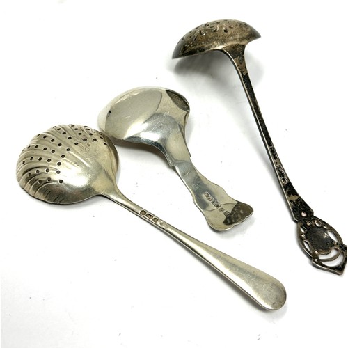 69 - 3 x .925 sterling silver strainer spoons inc caddy spoon