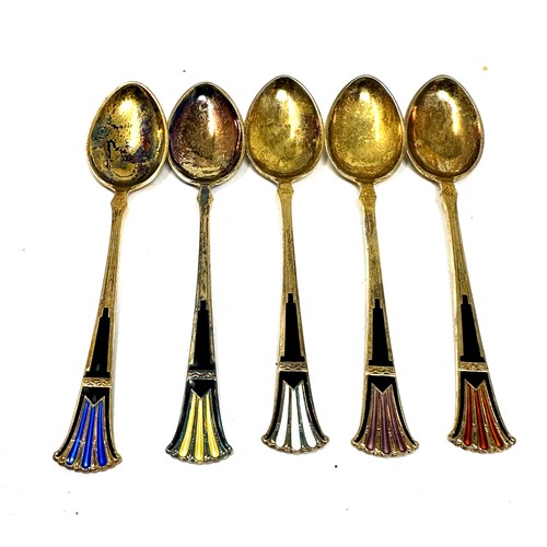 87 - 5 x .925 norne sterling enamel spoons