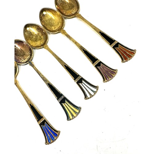 87 - 5 x .925 norne sterling enamel spoons