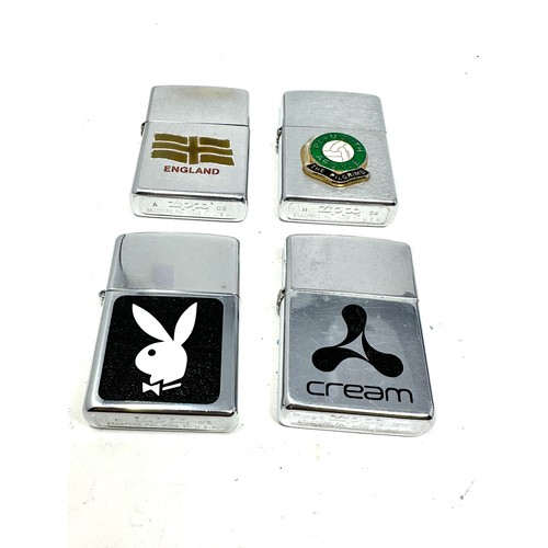 534 - 4 x Zippo Lighters Inc Playboy Bunny Plymouth etc Job lot