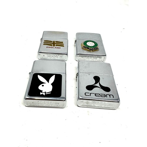 534 - 4 x Zippo Lighters Inc Playboy Bunny Plymouth etc Job lot