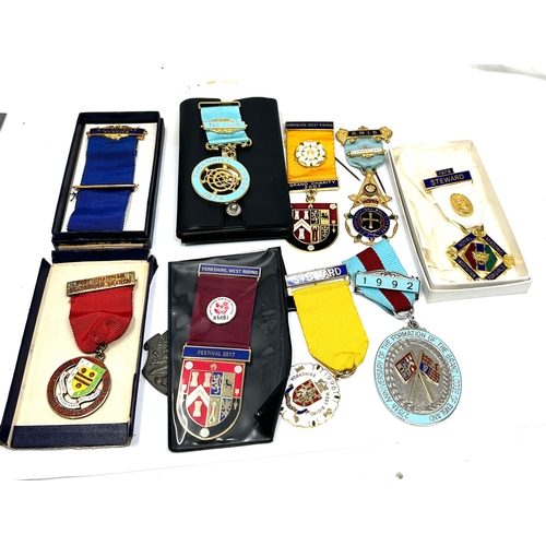 537 - Selection of masonic jewels inc a silver jewel