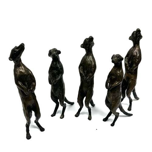 515 - 6 cast bronze meerkat figures largest measures height 13cm