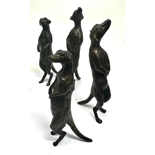 515 - 6 cast bronze meerkat figures largest measures height 13cm