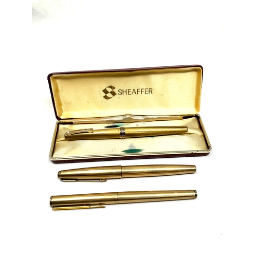 493 - Boxed 14ct gold nib sheaffer fountain pen inc parker fountain pen and parker pen