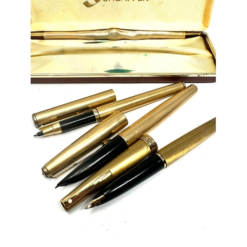 493 - Boxed 14ct gold nib sheaffer fountain pen inc parker fountain pen and parker pen