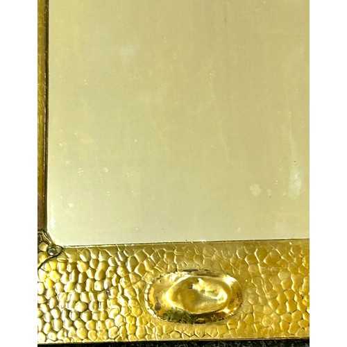 479 - Arts and Crafts hammered brass wall mirror, approximate measurements: Height 52cm, Width 37cm, RD nu... 