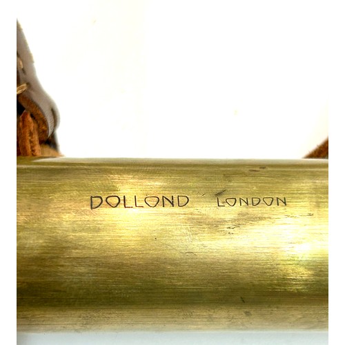 330 - Dollond London 4-draw 2brass marine telescope with twin cap leather case