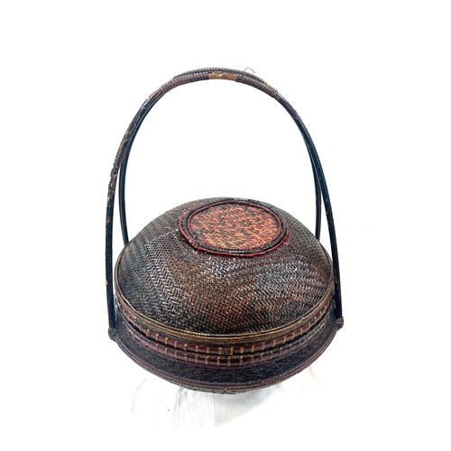 42 - Vintage Bamboo/ rattan bread basket with lid