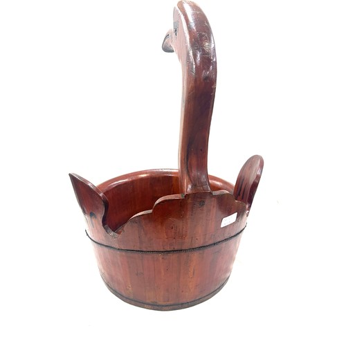 236 - Oriental carved wooden duck basket measures approximately 23 inches tall