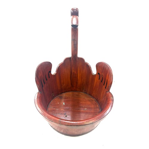 236 - Oriental carved wooden duck basket measures approximately 23 inches tall