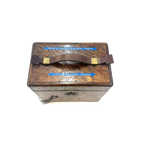 332 - Vintage cased B.Leefe and sons timing clock, no 132542