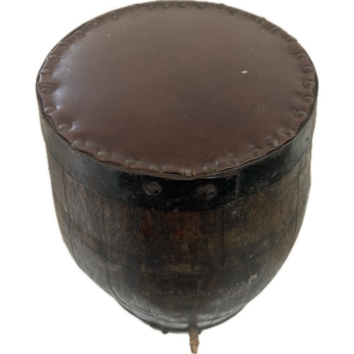 46 - Vintage brandy barrel seat, approximate height 35cm, diameter 23cm