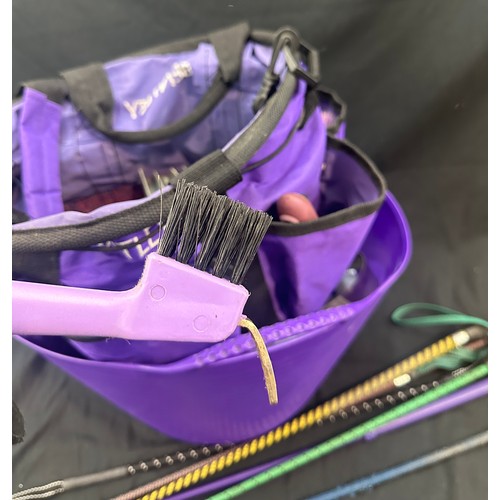 146 - Selection of horse cleaning equipment and whips