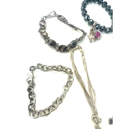 376 - Selection of silver bracelets includes Thomas sabo, blue john, and gate bracelet etc