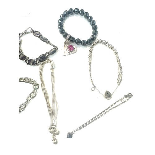 376 - Selection of silver bracelets includes Thomas sabo, blue john, and gate bracelet etc