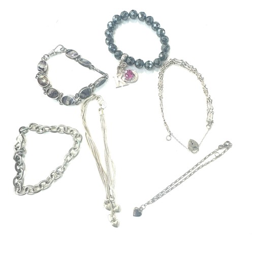 376 - Selection of silver bracelets includes Thomas sabo, blue john, and gate bracelet etc