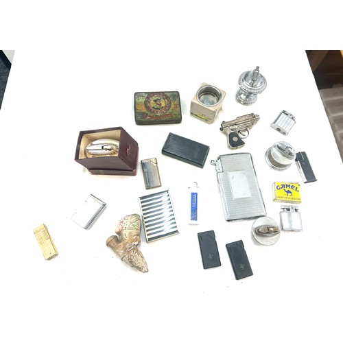 447 - Large selection of smoking ephemera includes lighters, cigarette cases etc