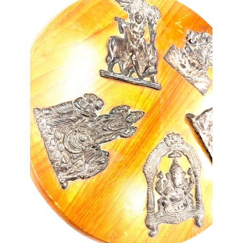 485 - Wall plaque with indian/ religious hindu silver mounts