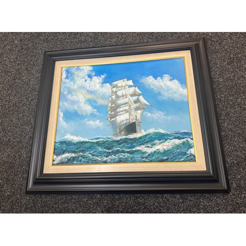 7 - John Ambrose Oil On Canvas Signed Painting Seascape Framed measures approx 24 inches tall by 26 inch... 
