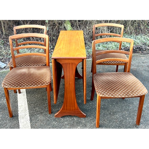 330 - G Plan teak drop leaf table and 4 chairs, Length of table 36 inches, Depth 12 inches, Height 29 inch... 