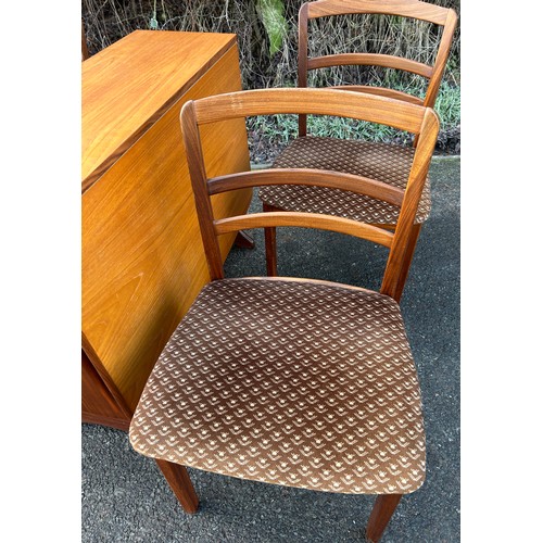 330 - G Plan teak drop leaf table and 4 chairs, Length of table 36 inches, Depth 12 inches, Height 29 inch... 