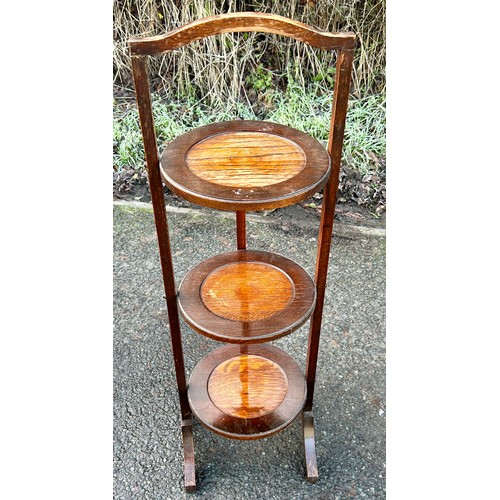 337 - Inlaid mahogany folding cake stand, approximate height 35 inches