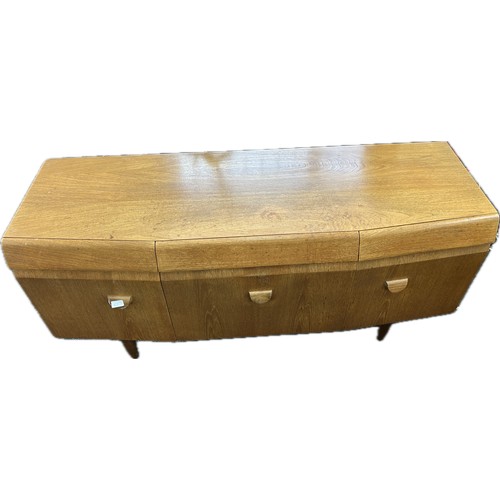 289 - 1960's teak curved sideboard, 3 door, 3 drawer, approximate measurements: Height 29.5 inches, Width ... 