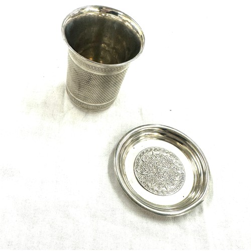 316 - Sterling hallmarked thimble half cup and a hallmarked tray overall combined weight approx 54 grams