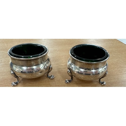 314 - Two sterling silver salts with linens