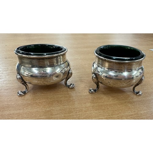 314 - Two sterling silver salts with linens