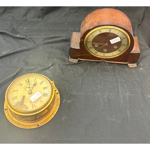 26 - Two vintage clocks one Westminster chime and one brass ships clock - untested