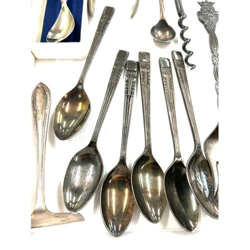 412 - Selection of metal ware includes silver plated ware, RHV and co cork screw etc