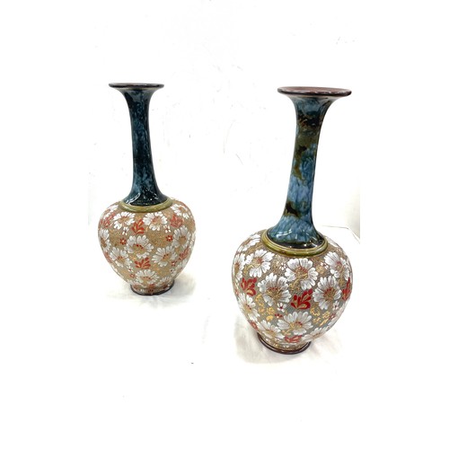 231 - Pair of Royal Doulton hand painted lambeth ware vases, height 16 inches