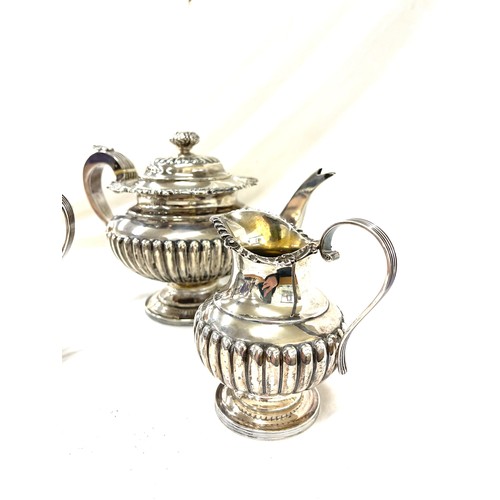 311 - Antique silver Martin, Hall & Co (Richard Martin & Ebenezer Hall) sugar bowl and milk jug along with... 