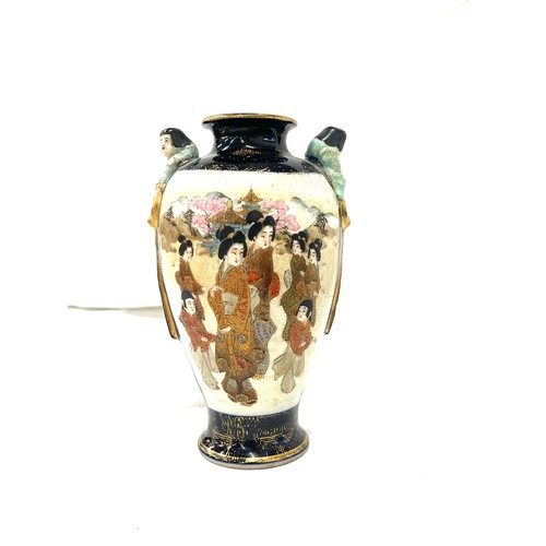 338 - Vintage hand painted japanese vase, marks to base, 9 inches tall