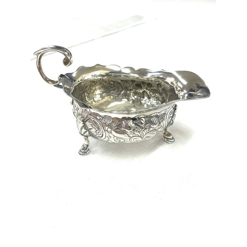 310 - Antique ornate gravy boat, hallmarked total weight 120grams